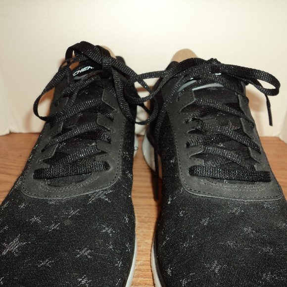 Skechers Women's Size US 11 Shoes Sneakers Black Stars Lace Up - Picture 3 of 10